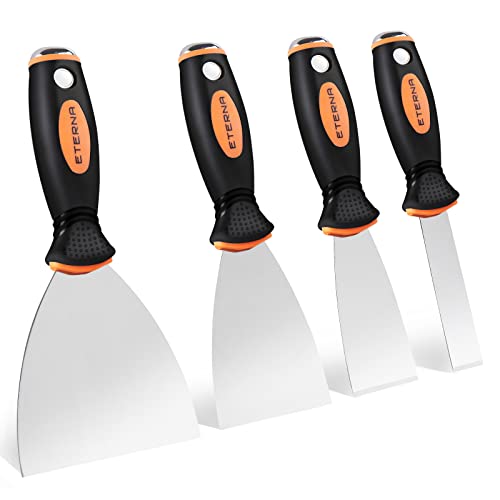 Eterna 4Pcs Putty Knife Scraper, Spackle Knife Set With Four Size (1”,2”,3”,4”), Stainless Steel Scraper Perfect For Drywall Finishing, Plaster Scraping, Decals, And Wallpaper #TOP10