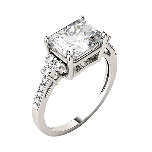 Charles & Colvard 14K White Gold Moissanite 9x7mm Radiant Moissanite Engagement Ring, 2.90cttw DEW2