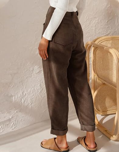 Kedera Corduroy Pants for Women 2025 Casual Elastic Waist Stretchy Loose Fit Wide Leg Pants with Pockets2
