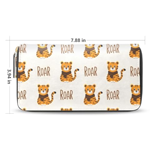 Long Wallets Leather Bifold Wallet for Women Tiger Cartoon with Zipper Credit Card Holder Large Capacity2