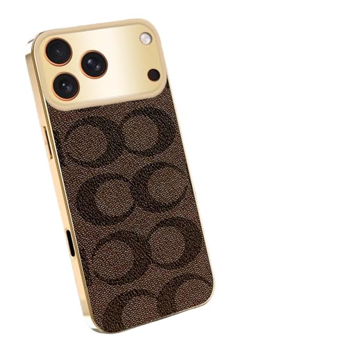 Sriyso Designer Leather Electroplating Case for iPhone 15 Pro Max,Brown