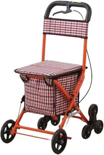 GEBYUI 高齢者用シルバー折りたたみ手押し車 歩行補助器兼用 - 直進輪設計・室内最適・軽量看?用、荷物収納機能付き高齢者歩行支援車?