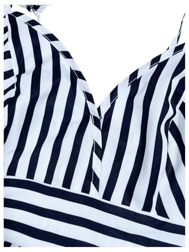 Image of SweatyRocks Women's Striped Sleeveless Spaghetti Strap Mini Dress V Neck A Line Short Sundress