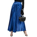 Plisseerock Damen Lang Damenrock Elastischer Bund Midirock High Waist Faltenrock Elegant Sommerrock Leicht und Luftig Rock A Linie Maxirock Frühling Skirts for Women