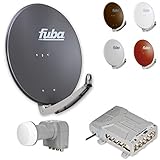 Fuba Digital Sat-Anlage 8 Teilnehmer | Satellitenschüssel Komplettset - Premium Aluminium 80cm Sat Schüssel Fuba DAA 780 in Wunschfarbe + LNB + FMQ 508 Multischalter 8 Teilnehmer - HDTV UHD(4K/8K) 3D