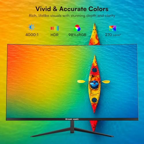 Image of Great voell 27 Inch Curved Monitor, 120Hz FHD VA Display Home Office, HDR10