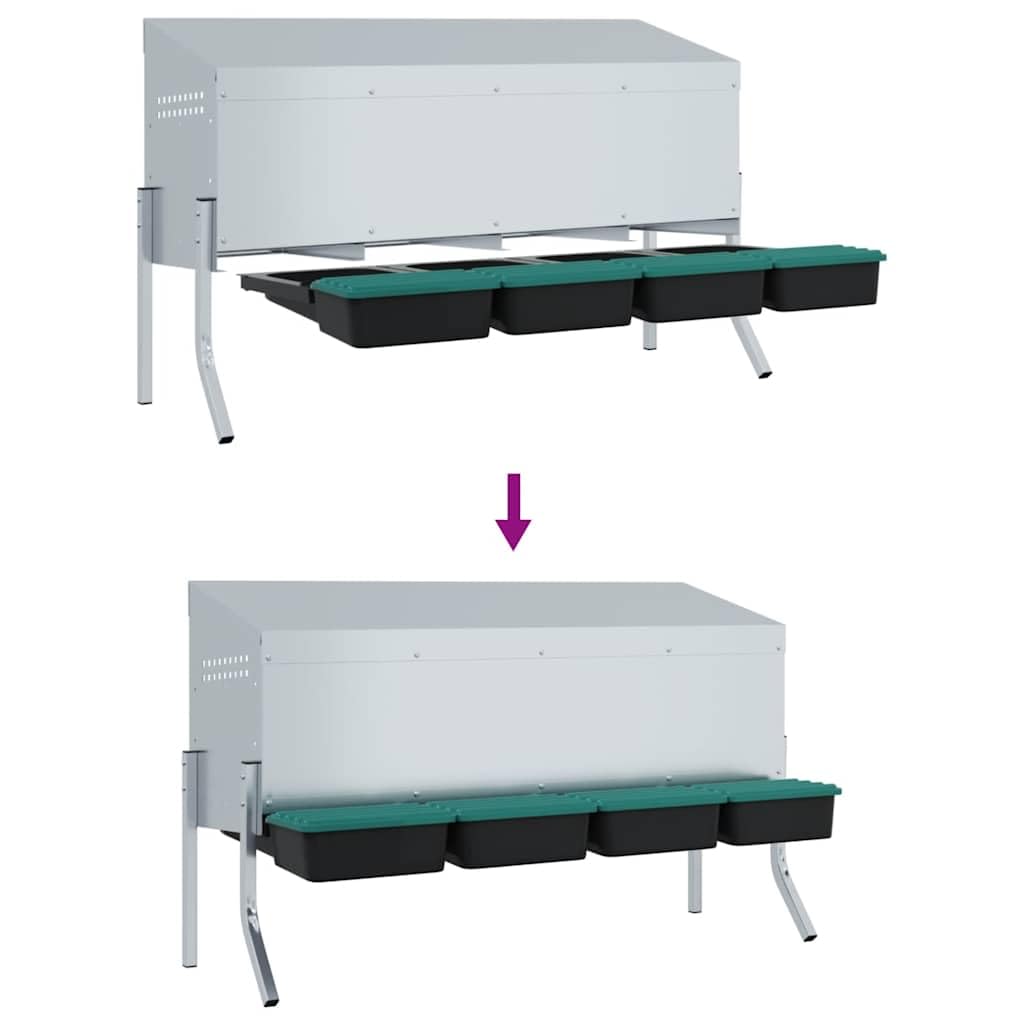 Gallinero con 4 compartimentos con patas, nido para pollos, de acero galvanizado, estable y enrollable, altura regulable, accesorios para aves de corral para interior y exterior, 110 x 50 x 68