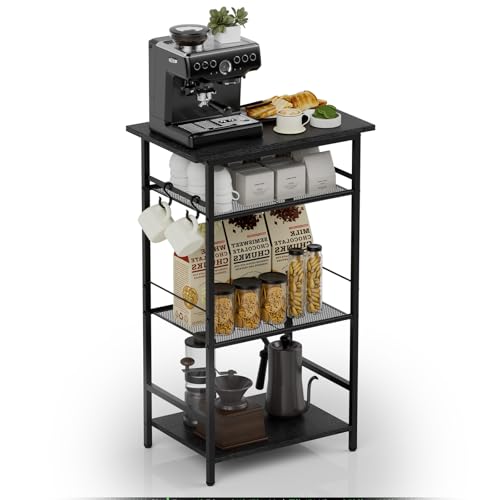 Aduanbang 3-Tier Coffee Bar Stand with Storage, Farmhouse Kitchen Microwave