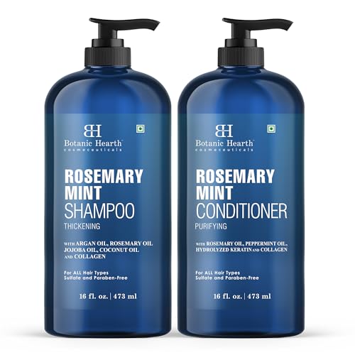 Botanic Hearth Rosemary Mint Shampoo and Conditioner Set, Thickening Formula, Promotes Hair Growth and Scalp Health Sulfate Free & Paraben Free, for Men & Women | 16 fl oz each