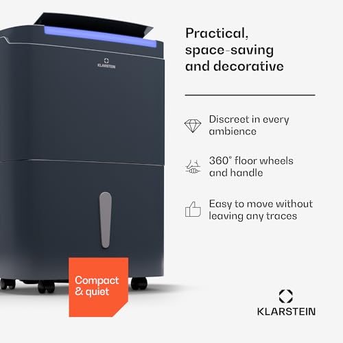 Klarstein DryFry Connect inteligentny osuszacz powietrza, dom dla cichej pleśni i wilgoci, oczyszczacz powietrza IOT, elektryczny osuszacz powietrza do sypialni 30 l do pomieszczeń 25-30 m²