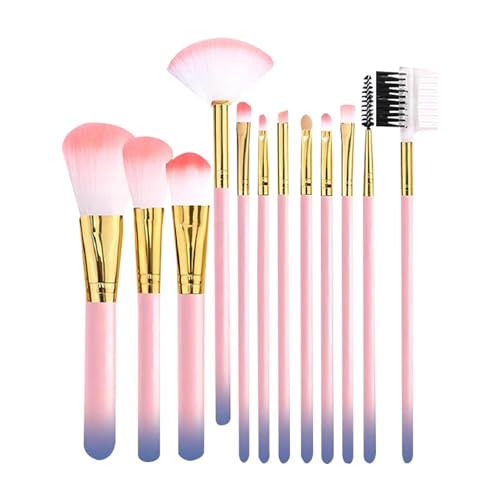 12 Pcs Makeup Brushes Professional Make Up Brush Set Pink Purple Plastic Handle Makeup Brush Kit for Professional Beginner Foundation Concealer Blending Eyeshadow Makeup Supplies