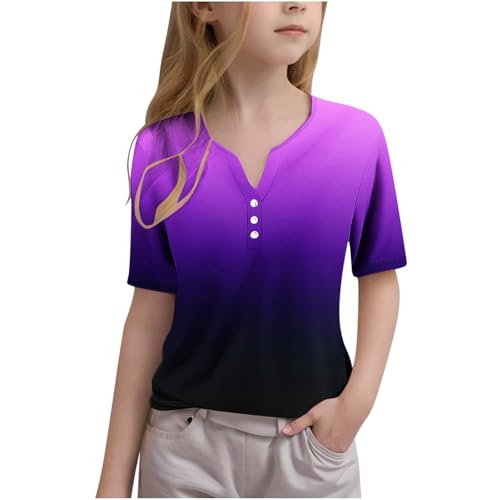 Women's Henley Button up T Shirt Short Sleeve Shirts Casual Gradient Blouse Tops Spring Summer Trendy Y2K Tunic Tees
