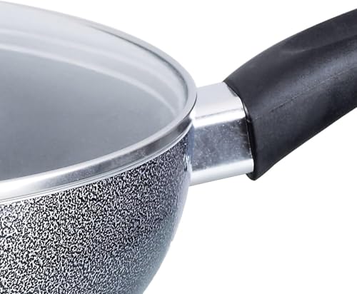 Wok de aluminio antiadherente con tapa, 10 pulg, gris miniatura 3