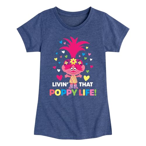 HYBRID APPAREL Trolls - Livin That Poppy Life - Toddler & Youth Girls Short Sleeve Graphic T-Shirt