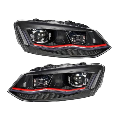 faxiulan Conjunto Faros Delanteros Coche Accesorios Para Faros Delanteros De Coche Luz LED Circulación Diurna Para POLO 2013 2014 2015 2016 2017 2018