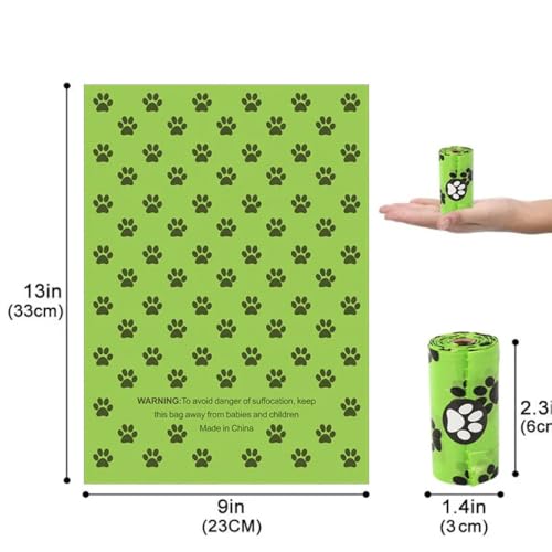 Image of Dog Poop Bags, 300 pc Guaranteed Leak Proof and Extra Thick Waste Bag Refill Rolls For Dogs Green, Unscented.