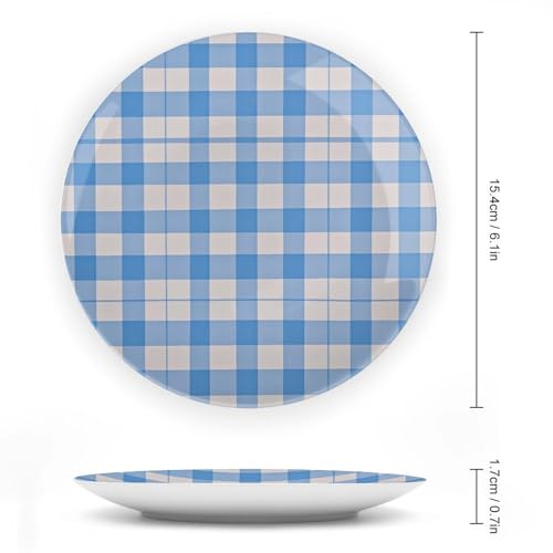 Plato decorativo blanco y azul de porcelana fina 6 pulg miniatura 2