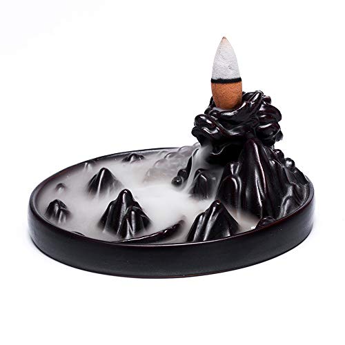 ShuangChuang Ceramic Censer Dragon Smoke Backflow Incense Burner Holder + 10 Cones