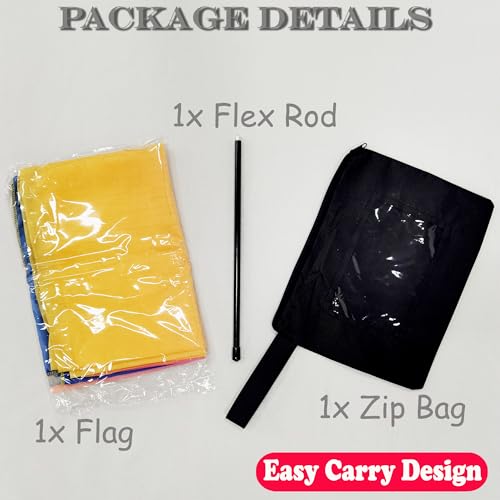 Image of Wuchieal Porphetic Praise Dance Worship Flex Flag, radius 74 inch semicircle Lion Dance Ministry Streamer (XSH#BLUE-YELLOW)