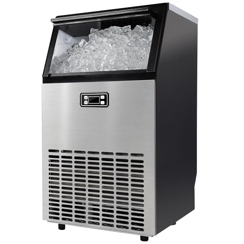 EUHOMY Commercial Ice Maker Machine - 110lbs Daily Production, 33lbs Ice Storage, Stainless Steel Freestanding & Under Counter Ice Maker, Ideal Ice Maker for Home/Bar/Restaurant/Outdoor Activities