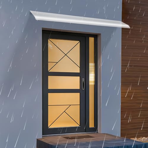 Marquesina de policarbonato para puerta de casa, toldo transparente, toldo para puerta, resistente a los rayos UV, 3,5 mm de grosor, para terraza, balcón, porche, protección UV contra lluvia y nieve