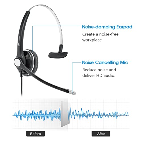 Image of VT Mono Wired-Headset with Noise-Cancelling Microphone - USB-3.5MM Connectivtity Work with UC Platforms Such as MS Teams,Zoom,Genesys,GoogleMeet,Bria,etc.