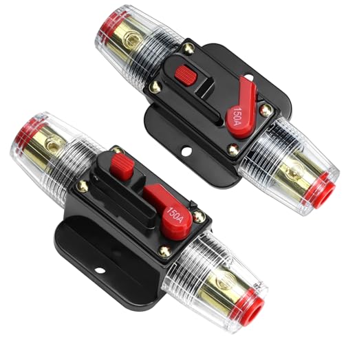 QWORK® 2 pezzi 150A interruttore di circuito, portafusibile automatico Ripristina fusibile Inverter per protezione audio dell’auto