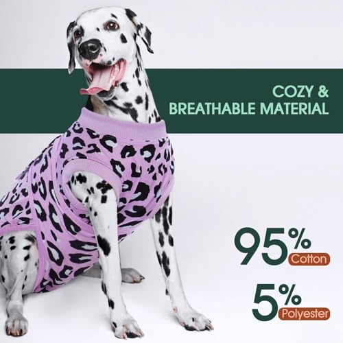 Image of Kuoser Dog Recovery Suit for Dogs After Surgery,Professional Surgical Onesie for Female Male Dogs Spay Neuter,Soft Dog Surgery Suit Bodysuit for Abdominal Wounds Skin Disease,Purple Leopard XS
