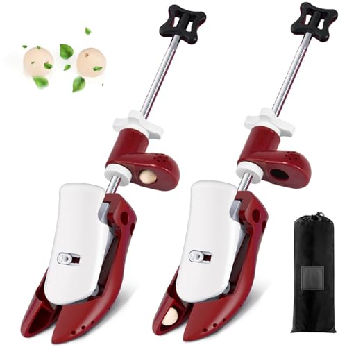 UNIKOO Shoe Stretcher, Professional Shoe Stretchers Wide Feet for Men Women, Shoe Tree Expander Adjustable Length & Width & Height (Men Size 4-8.5/Women Size 5-10, Red)
