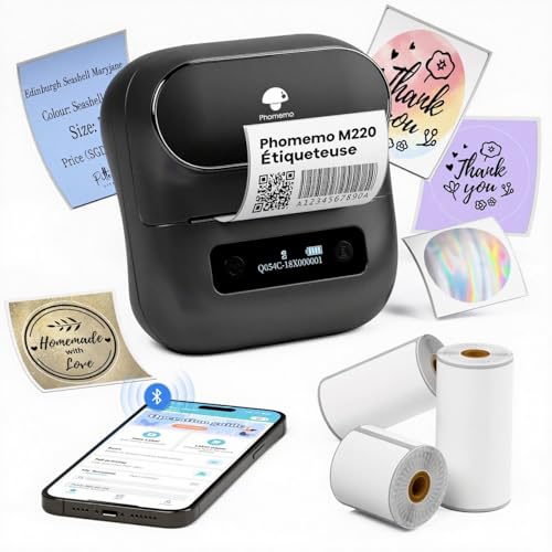 Phomemo M220 imprimante d'étiquettes thermiques Bluetooth pour étiquetage scolaire et bureau