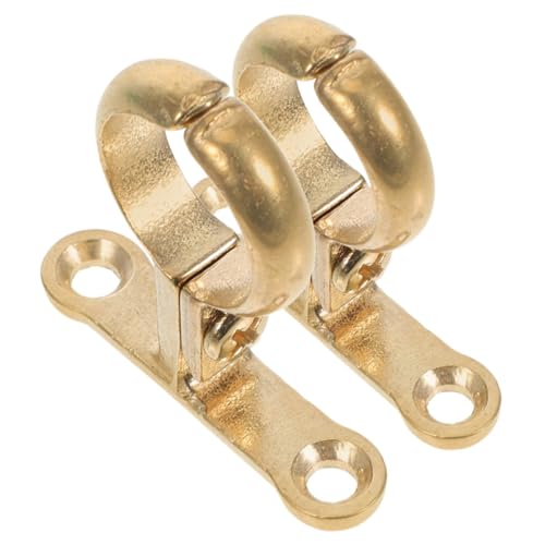 KALLORY 2pcs Pipe Clamp Water Pipe Fixing Wall Line Clamp Tubing Support Bracket Brass Golden