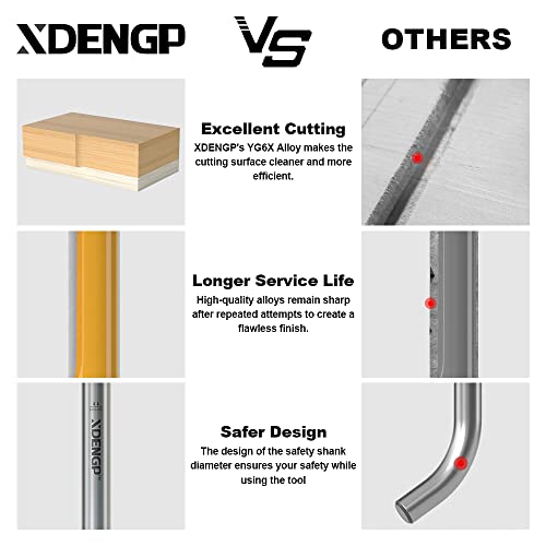 XDENGP 4 PCS Top and Bottom Bearing Flush Trim Router Bits Set 1/4 Inch Shank, 1/2 Inch Cutting Diameter, 3/4\", 1\", 1-1/4\", 1-1/2\" Inch Cutting Length