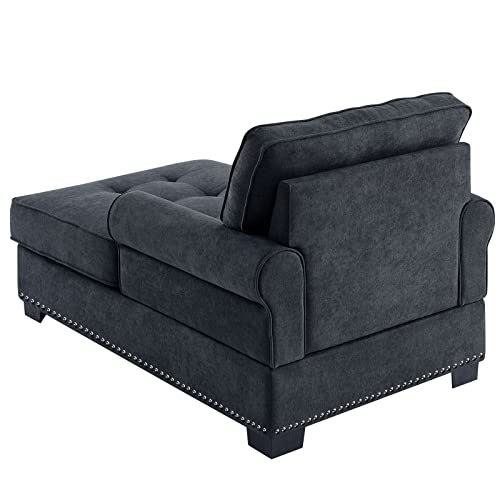 image for Flesser Chaise Lounge Fabric Couch Sleeper Lounger Chair Indoor 59