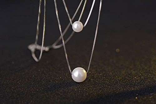 Collier en argent sterling 925 double couche ras du cou perles femmes
