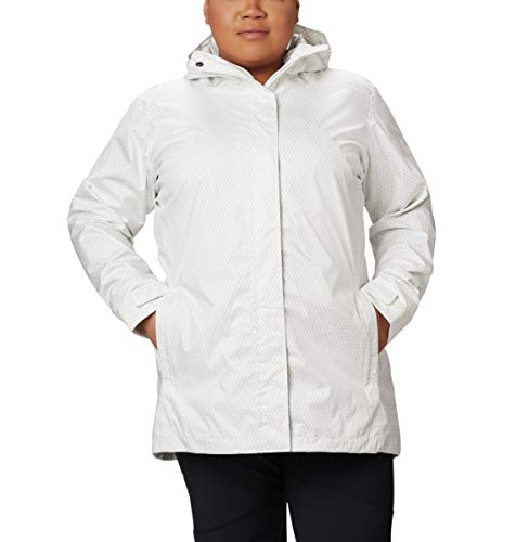 Columbia Women's Splash A Little Ii Waterproof Rain Jacket, Sea Salt Mini Hex Print, 1X