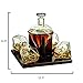 The Wine Savant Diamond Whiskey Decanter Set with 4 Glasses and Mahogany Base Borosilicate Glass Dispenser - 750ml Clear