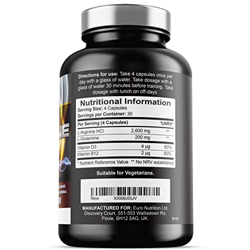 L-Arginine-Capsules-2600mg-L-Arginine-with-added-Glutamine-B12-and-D3-for-Normal-Muscle-Function-120-Vegetarian-Capsules