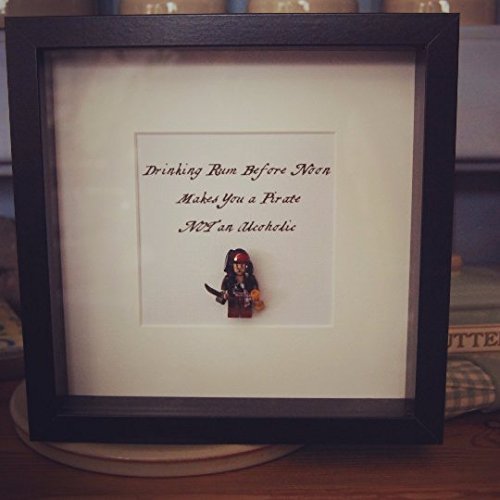 Captain Jack Sparrow Pirate Minifigure Rum Drinker Lego Shadow Box Frame
