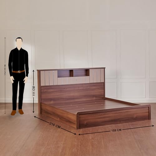 Image of Home Centre Leon Bond Queen Bed with Hydraulic Storage - Brown