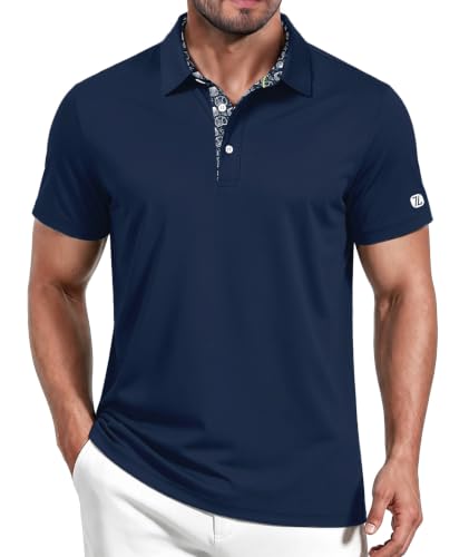 Image of ZITY Golf Shirts for Men Short Sleeve Moisture Wicking Solid Performance Designed Print Collared Casual Polo Shirt