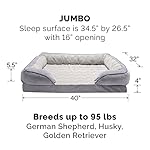 Furhaven Cooling Gel Dog Bed for Large Dogs w/ Removable Bolsters & Washable Cover, For Dogs Up to 95 lbs - Plush & Velvet Waves Perfect Comfort Sofa - Granite Gray, Jumbo/XL, 40.0"L x 32.0"W x 9.5"Th - Image 3
