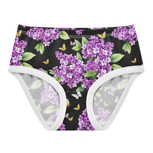 Joisal Bright Girls Underwear Toddlers 2t Cotton Panties for Girl Watercolor Purple Lilacs Butterflies Briefs Girls Undies