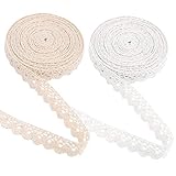 adornos de fiesta costura Tamaño y Cantidad:Recibirás 2 piezas de cinta de algodón de encaje,cada cinta de encaje mide 10 yardas,2 rollos de 20 yardas en total.El ancho es de 1,5 cm/0,6 pulgadas.Adecuado para diferentes manualidades de bricolaje.