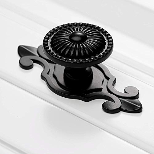 MUXSAM 10Pcs Pulls Handles Knobs for Drawer Door Kitchen,Cabinet Knobs Furniture Wardrobe Round Antique - Black - Image 4