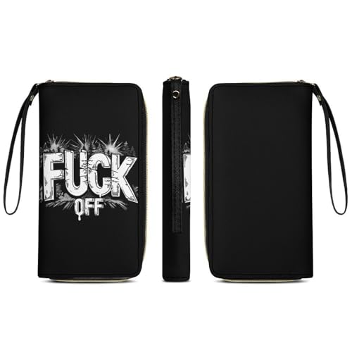 Fuck-Off Wallet for Men Women PU Leather Wristlet Wallets Clutch Purse Cash Coin Card Holder Organizer3