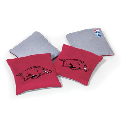 College Pro Football Arkansas Razorbacks Dual-Sided Bean Bags by Wild Sports, 4 Pack - Premium Toss Bags for Cornhole Sets