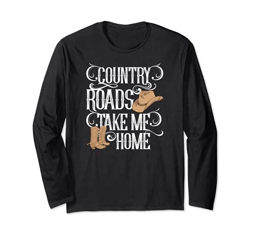 Country Roads Take Me Home Cute Music Lyrics Maglia a Manica
