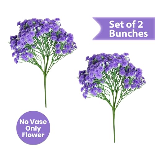 Image of Art Street Babys Breath Purple Flowers Artificial Gypsophila Bouquets Flowers | New Year Mothers Day Gifting, Faux Flowers for Vases | Decoration Items for Living Room| Set of 2 (Size: 14 Inch)
