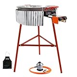Bricolemar Kit paellero gas 40 cm con paellera 42 cm y soporte estable – set completo con paravientos ondulado, regulador y manguera para cocinar paella al aire libre