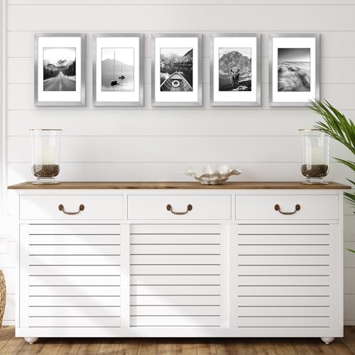 Americanflat 8x12 Picture Frame with Polished Plexiglass - Set of 5 - Use as 6x8 Frame with Mat or Display 8x12 Photo Without Mat - Galleria Collection - Picture Frames for Wall Display - Silver by Americanflat - Image 5